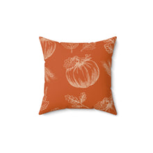 Hello Autumn Square Pillow with Fall leaves and Pumpkins