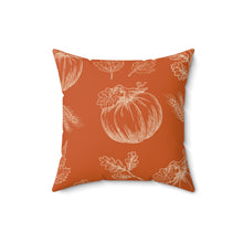 Hello Autumn Square Pillow with Fall leaves and Pumpkins