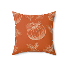 Hello Autumn Square Pillow with Fall leaves and Pumpkins