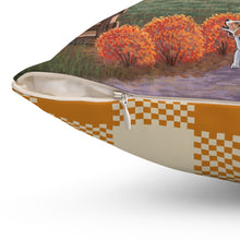 Americana Halloween Fair Oil Painting Pillow