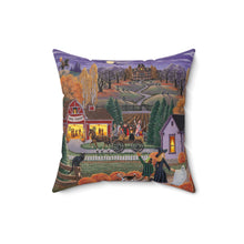 Americana Halloween Fair Oil Painting Pillow
