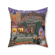 Americana Halloween Fair Oil Painting Pillow