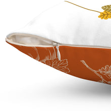 Hello Autumn Square Pillow with Fall leaves and Pumpkins