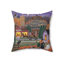 Americana Halloween Fair Oil Painting Pillow
