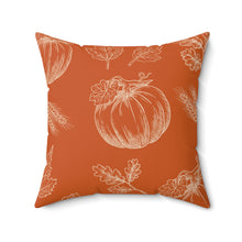 Hello Autumn Square Pillow with Fall leaves and Pumpkins